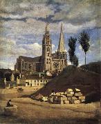 Corot Camille The Cathedral of market analyses oil painting on canvas